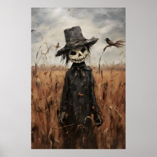 Lieve vogelverschrikker in herfstveldprint, Hallow Poster