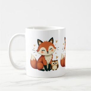 Lieve Vos en Uil Whimsische Bos Illustratie Koffiemok