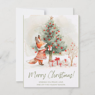 Lieve Vrouwtjesvos in Rode Jurk Kerstkaart