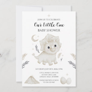 Lieve waterverf dinosaurus baby shower uitnodiging