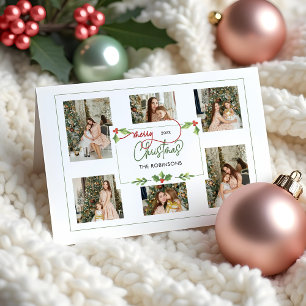 Lieve waterverf hulst Kerstmis multi foto Feestdagen Kaart