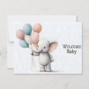 Lieve waterverf illustratie van een babyolifant briefkaart