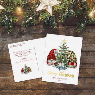 Lieve Waterverf Kabouters Prettig Kerstfeest Folie Feestdagen Briefkaart