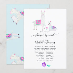 Lieve Waterverf Lama thema baby shower per post Kaart