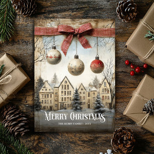 Lieve waterverf neutrale kleuren kerstscene feestdagenkaart