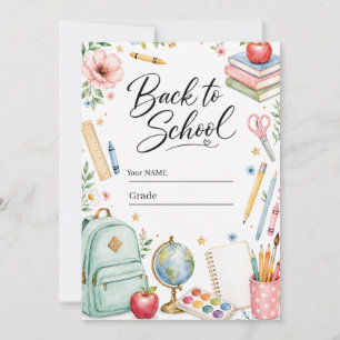 Lieve waterverf terug naar school aangepaste foto bedankkaart