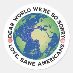 Lieve wereld, het spijt ons zo ronde sticker