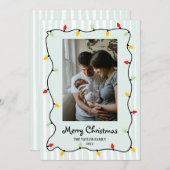 Lieve Whimsical Kerstmis Lichtjes Foto Kaart (Voorkant / Achterkant)