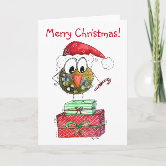 Lieve Whimsical Kerstvogel Kaart (Voorkant)