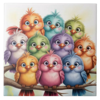 Lieve Whimsical vogels Tegeltje