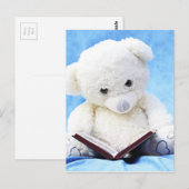 Lieve White Teddy Bear Read Book Briefkaart (Voorkant / Achterkant)