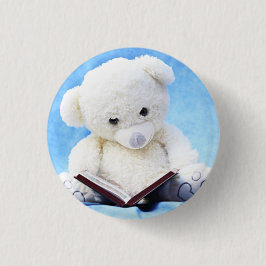 Lieve White Teddy Bear Read Book Ronde Button 5,7 Cm