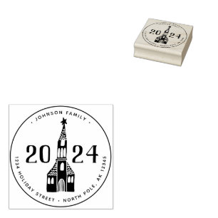 Lieve Winterhuis Dorpskerk Kerstmis Rubberstempel
