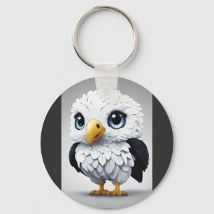 Lieve Witte Geklekte Arend Cartoon Sleutelhanger