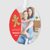 lieve XmaS peperkoek man Bewerkbare tekst-Rood Ornament (voorkant)