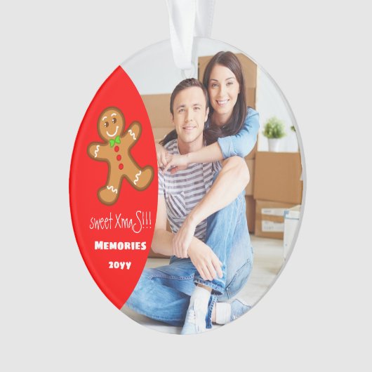 lieve XmaS peperkoek man Bewerkbare tekst-Rood Ornament (voorkant)