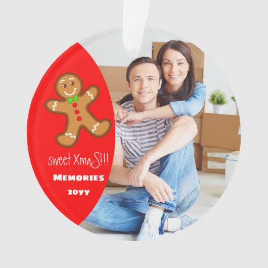 lieve XmaS peperkoek man Bewerkbare tekst-Rood Ornament (voorkant)