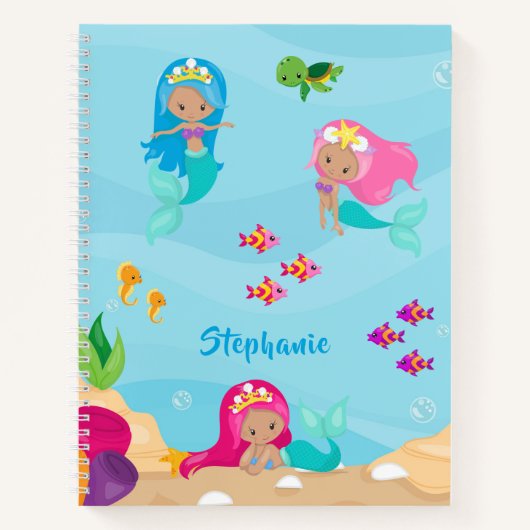 Lieve Zeemeermin Gepersonaliseerde Meisjesachtige  Notitieboek (Voorkant)
