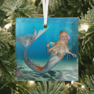 Lieve Zeemeermin Glas Ornament