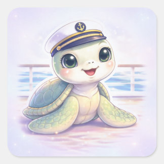 Lieve Zeeschildpad Kapitein Sticker
