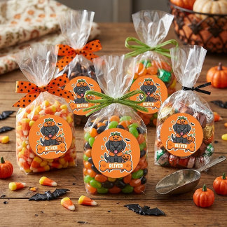 Lieve Zwarte Lab Halloween Pompoen Persoonlijke Ki Ronde Sticker
