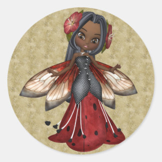 Lieveheersbeestje Afro-Amerikaanse Faerie Party Ronde Sticker