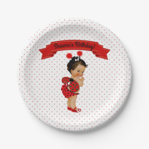 Lieveheersbeestje Baby Meisje Wit met Rode Stippen Papieren Bordje