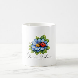 Lieveheersbeestje Bliss op een Bloeiende Blauwe Bl Koffiemok
