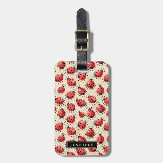 lieveheersbeestje bloemen Bagagelabel (Voorkant verticaal)