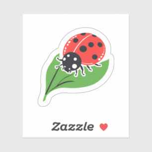 Lieveheersbeestje   Cute Leaf Lieveheersbeestje Ro Sticker