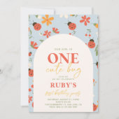 Lieveheersbeestje eerste verjaardag uitnodiging | (Voorkant)