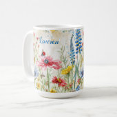 Lieveheersbeestje en Bij in Wilde Bloemen Koffiemok (Voorkant links)