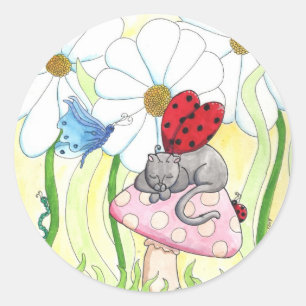Lieveheersbeestje Fairy Cat Ronde Sticker