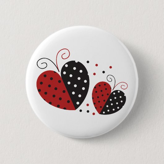 Lieveheersbeestje Hart schattig Ronde Button 5,7 Cm (Voorkant)