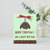 Lieveheersbeestje Kawaii kerstgroeten Feestdagenkaart (Staand voorkant)