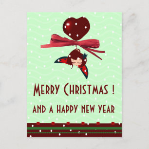 Lieveheersbeestje Kawaii kerstgroeten Feestdagenkaart