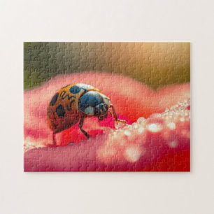 Lieveheersbeestje macro op een bloem legpuzzel
