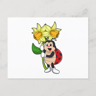 Lieveheersbeestje met bloem narcis briefkaart