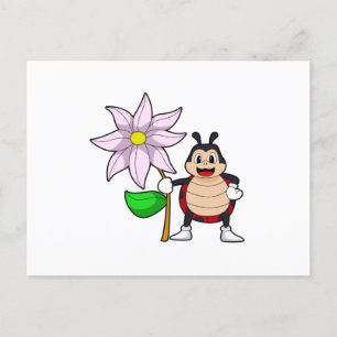 Lieveheersbeestje met Bloem.PNG Briefkaart