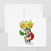Lieveheersbeestje met narcis bloem briefkaart (Voorkant / Achterkant)