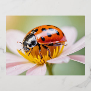 Lieveheersbeestje Natuur Kleurrijke Wildlife Seren Folie Feestdagen Briefkaart