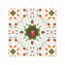 Lieveheersbeestje Ontwerp Rood, Groen, op Wit