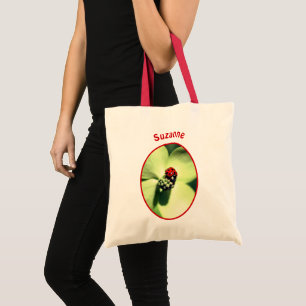 Lieveheersbeestje op Dogwood Natuur gepersonalisee Tote Bag