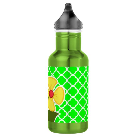 Lieveheersbeestje op elektrische groene quatrefoil waterfles (Rechts)