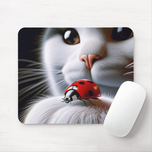 Lieveheersbeestje op kattenpoot muismat (Met muis)
