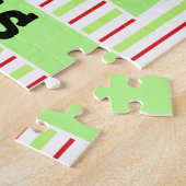 Lieveheersbeestje; rode en limoengroene strepen legpuzzel (Zijkant)