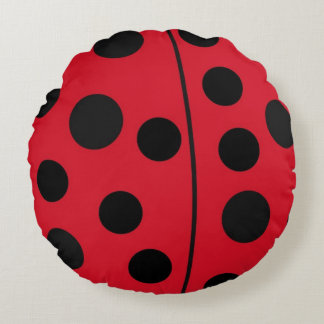 Lieveheersbeestje Rood en Zwart Design Rond Kussen