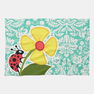 Lieveheersbeestje; Seafoam Green Damask Theedoek