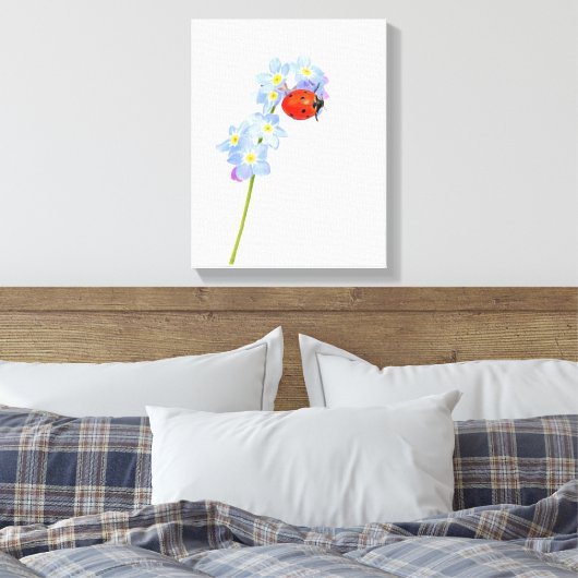 Lieveheersbeestje tekening canvas afdruk (Insitu (Slaapkamer))