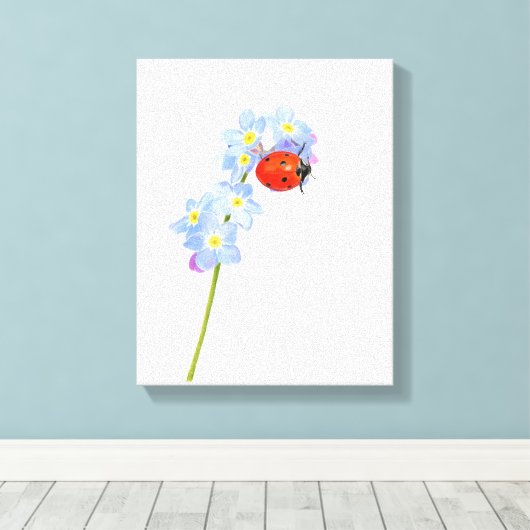 Lieveheersbeestje tekening canvas afdruk (Insitu (Houten vloer))